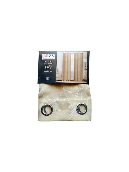 Chios Hellas Grommet Curtain Beige 140x260cm