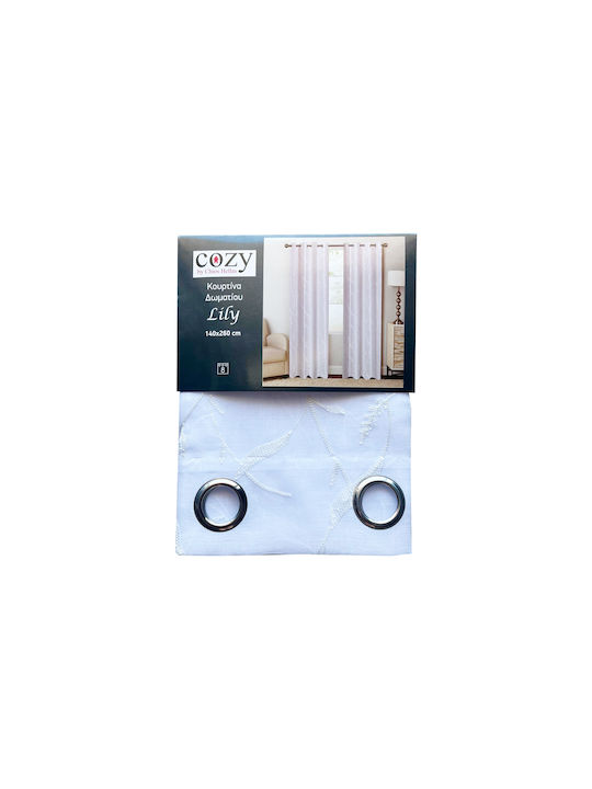 Chios Hellas Grommet Curtain White 140x260cm