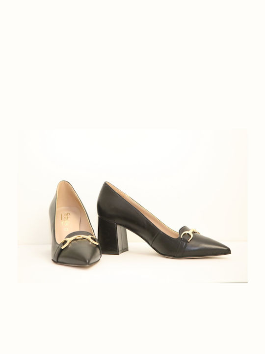 Fardoulis Leather Black Medium Heels