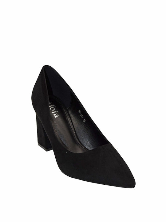 Morena Spain Suede Pointed Toe Black High Heels