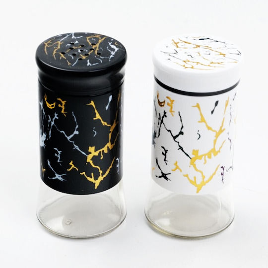 Salt Pepper Shaker Set Pufo Elegant 11 Cm White Black