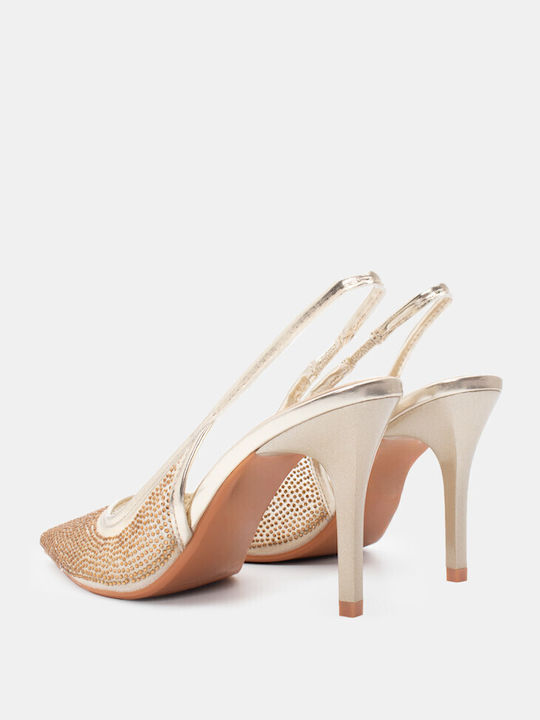 Luigi Pointed Toe Gold High Heels