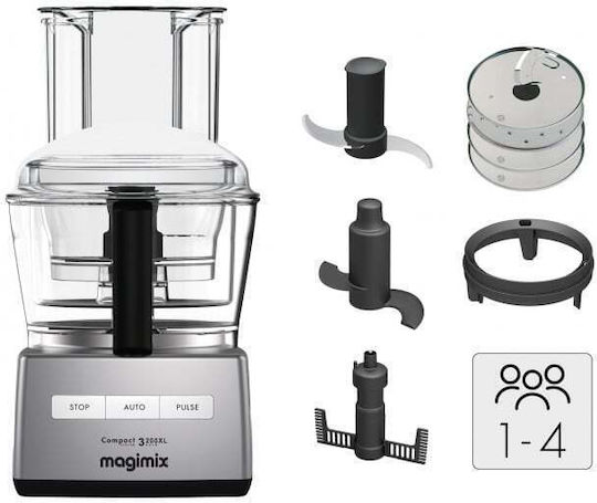 Magimix Cs3200xl Multifunctional Robot 650w Professional Motor 30-year Warranty 3 Bowls 2.6l 2.2l 1.2l Automatic Speed Made In France Chrome