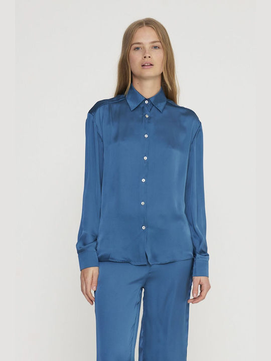 Noidinotte Winter Women's Pyjama Set Satin Petrol Blue