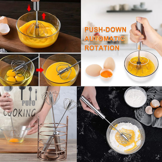 Semi-automatic Whisking Stick Pufo Made Stainless Steel Manual Operation Frothing Mixing 31 Cm