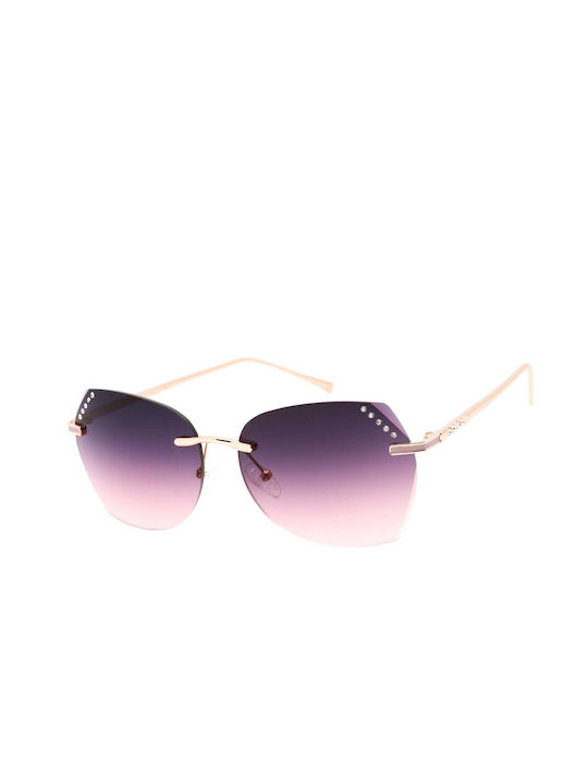 Guess Feminini Ochelari de soare cu Auriu Cadru și Violet Degradati Lentilă GF0384 28T