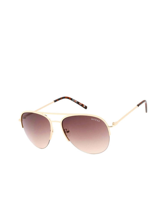 Guess Sunglasses with Gold Metal Frame and Brown Gradient Lens GF0224 32F