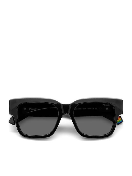 Polaroid Women's Sunglasses with Black Horn-Rimmed Frame and Grey Lenses PLD6198/S/X 807/M9
