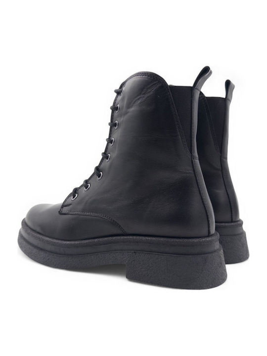 Leder Stiefeletten Damen Schwarz