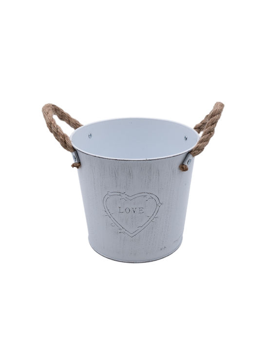 Uncle George Planter Metal White 13x13x12cm.