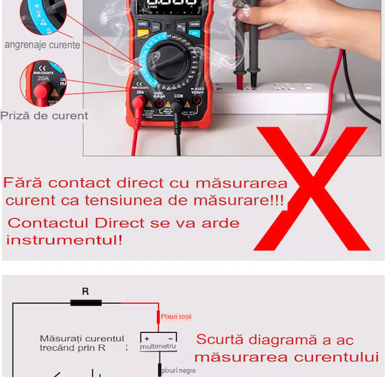 Aneng Dt9205a Digital-Multimeter LCD-Anzeige Dioden-Batterie-Kontinuitätstester Summer Überlastalarm Datenspeicher Rot