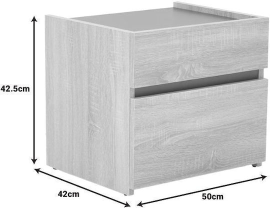 Nachttisch Comcie Holz Beige 50x42x45.5cm