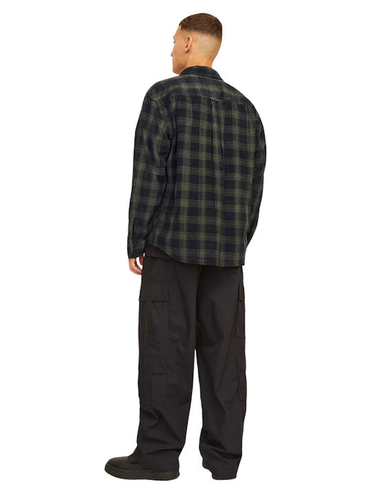 Overshirt Long-sleeved Corduroy Shirt in Wide Line Checked FOREST NIGHT