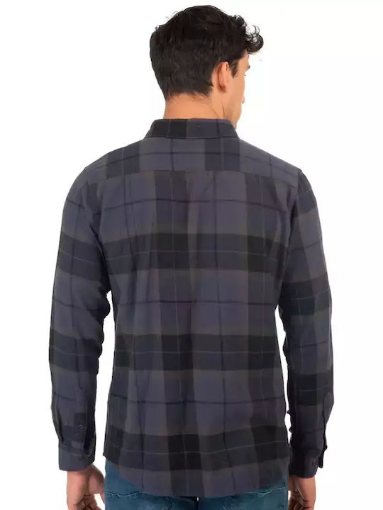 Cu mânecă lungă Flanel Cămașă Carou Navy Blue