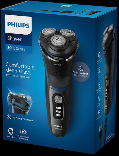 Philips Series 3000 S3344/13 Περιστρεφόμενη Ξυριστική Μηχανή Προσώπου Επαναφορτιζόμενη
