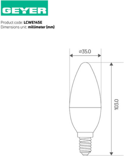 Geyer LED крушка 4.5W за фасунга E14 и форма C35 Неутрално бяло