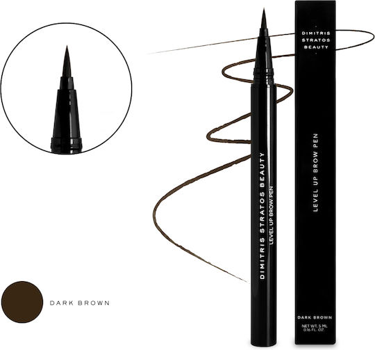 Dimitris Stratos Beauty Level Up Brow Pen Stilou Impermeabil Pentru Sprâncene Castaniu Închis 5ml