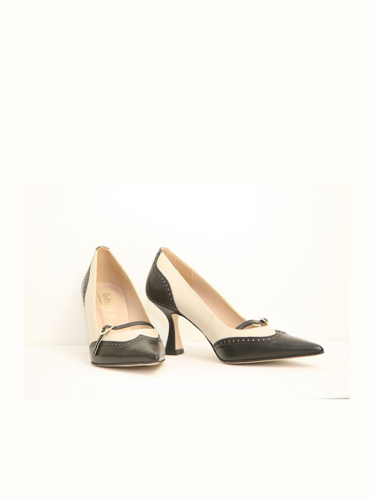 Fardoulis Leather Pointed Toe Black Medium Heels