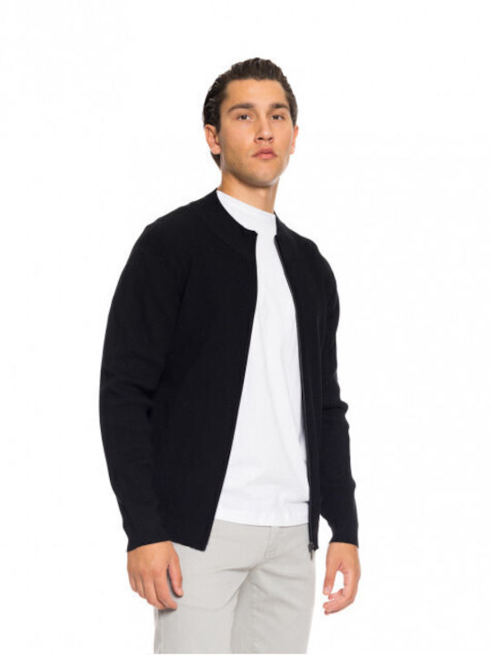 Biston Men's Knitted Cardigan with Zipper Black