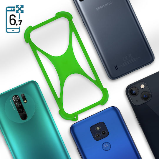 Smartphone Case Up To 6.7 Inches Universal Silicone Expandable Green