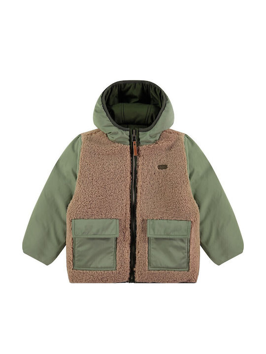 Kids' Quilted Jacket Double Sided with Hood Khaki
