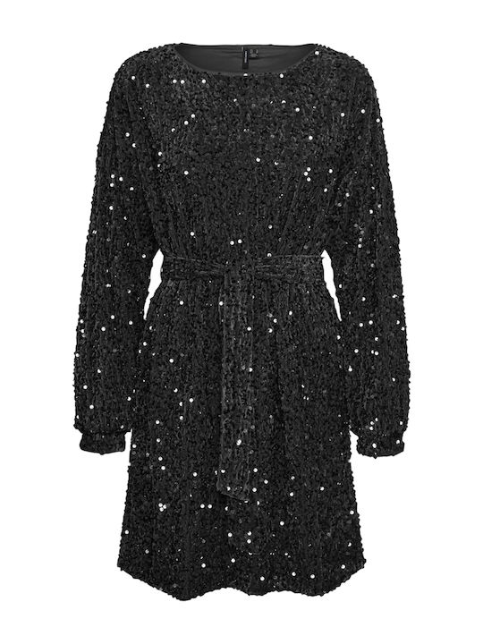Bella Mini Βραδινό Φόρεμα Βελούδινο Black