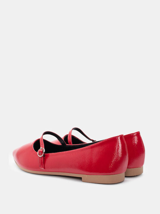 Luigi Synthetic Leather Pointy Ballerinas With strap Red