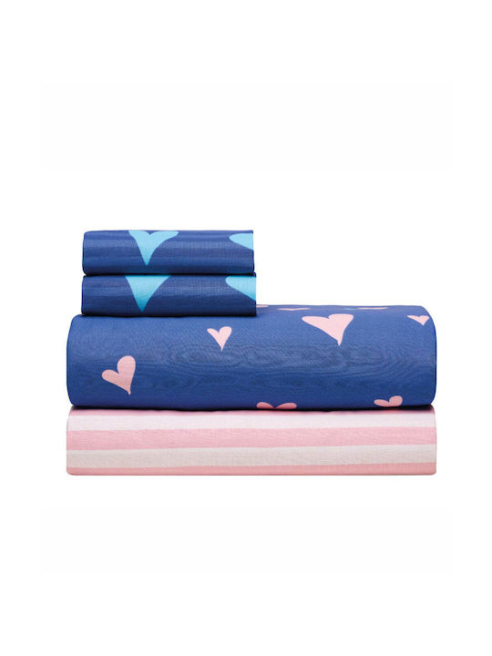 Kentia Sheet Set Single Cotton Libi Blue 160x270cm 3pcs