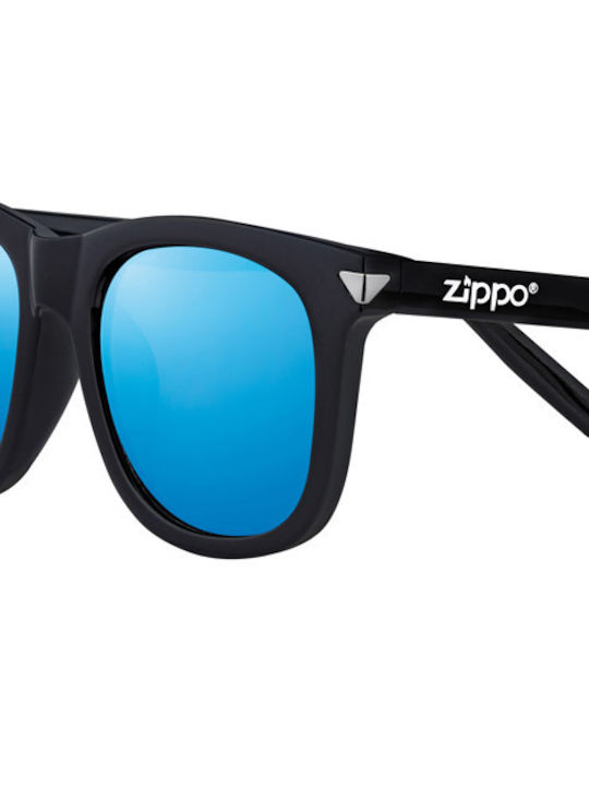 Zippo Sunglasses with Black Plastic Frame and Blue Mirror Lens 16274