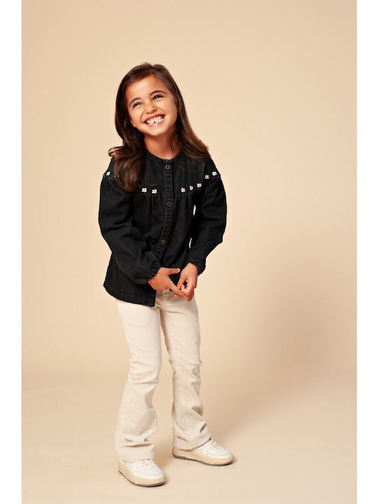Kids Shirt Long Sleeve Denim Black
