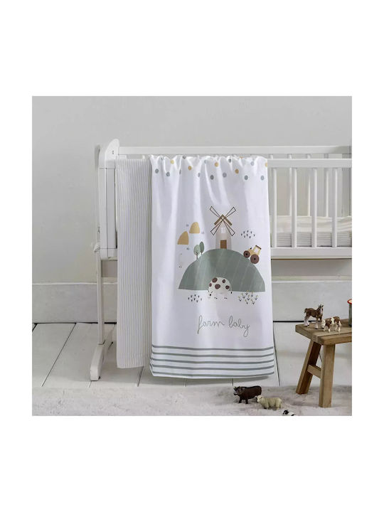Nima Baby Sheets Set Crib Cotton Fitted White, Green, Beige Green 70x140cm 3pcs
