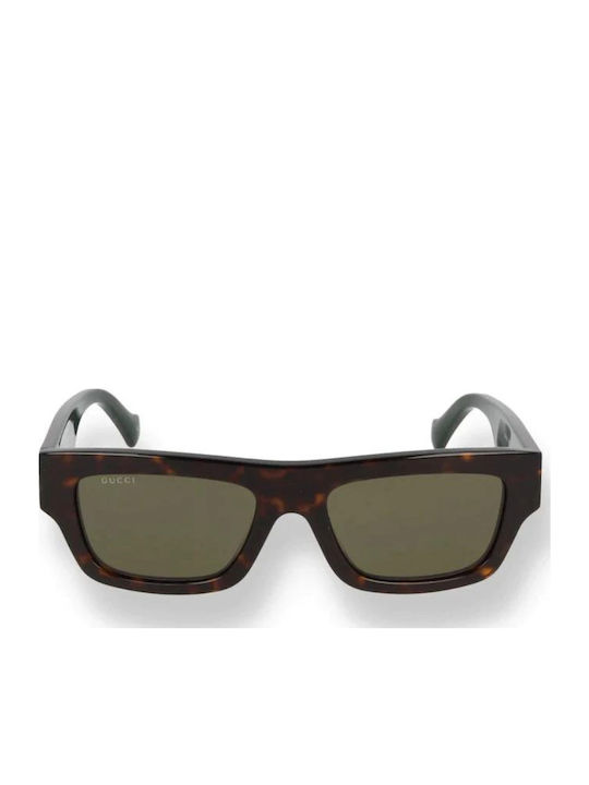 Gucci Unisex Sonnenbrille mit Braun Schildkröte Kunststoff Gestell und Grün Linse GG1301S 002