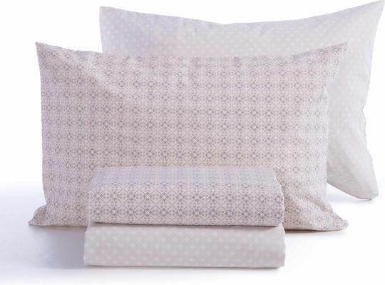 Nef-Nef Homeware Bettwäsche-Set Überdoppel mit Gummiband 160x200+35cm. Module Ecru 4Stück