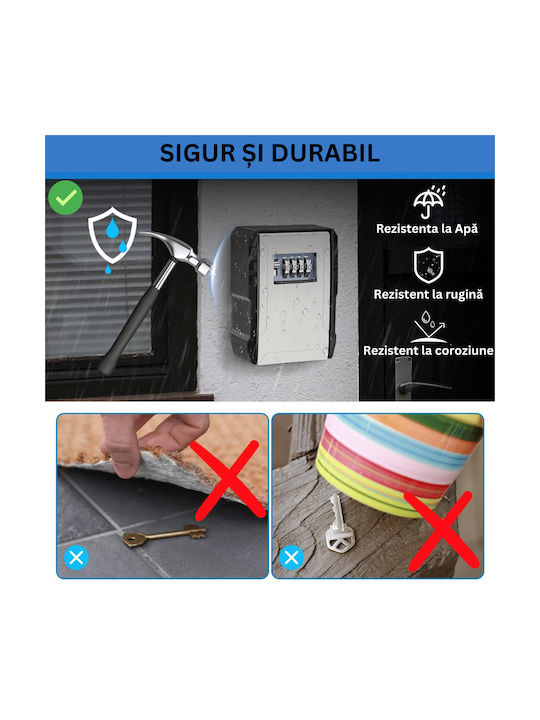 Suport De Chei Cu Combinație Metalic Cu Roată Cu Combinație 7 Compartimente 13x6.5x10cm Montare Pe Perete