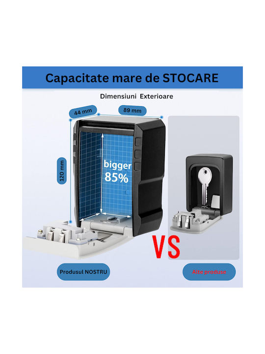 Suport De Chei Cu Combinație Metalic Cu Roată Cu Combinație 7 Compartimente 13x6.5x10cm Montare Pe Perete