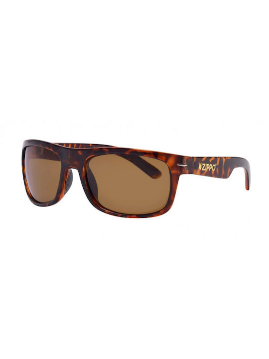 Zippo Men's Sunglasses with Brown Tartaruga Plastic Frame and Polarized Lens OB33-03