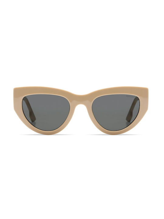Komono Kim Women's Sunglasses with Beige Horn-Rimmed Frame and Gray Lenses
