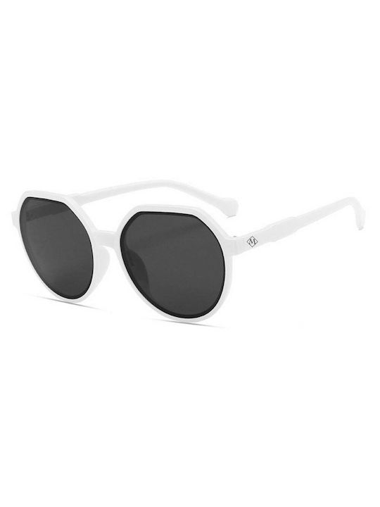 Martinez Campo Women's Sunglasses with White Plastic Frame and Black Lens