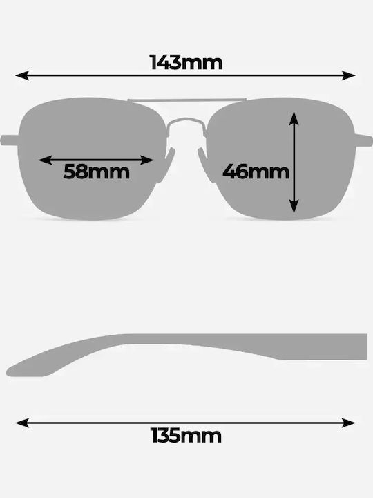 Twig Ruskin Women's Sunglasses with Silver Metal Frame and Green Lens RKN02