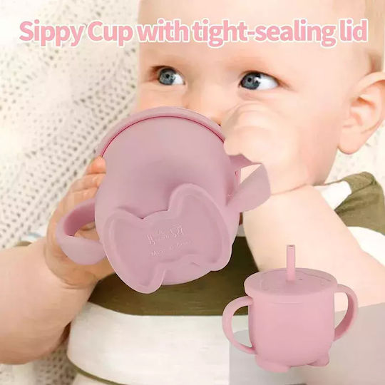 Baby Donkey Baby Cup with Handles and Straw made of Silicone Green 160ml