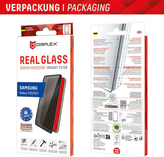 Displex Real Curved 3D Privacy Full Face Tempered Glass (S23)