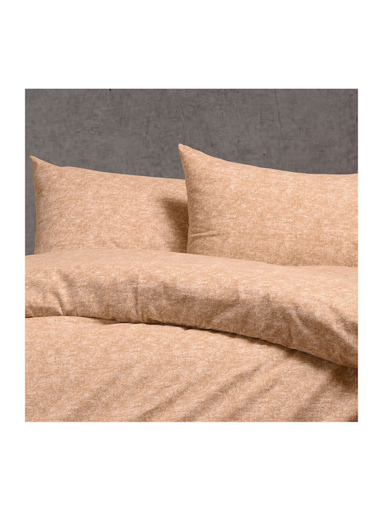 Melinen Sheet Set with 2 Pillowcases King Size with Elastic 180x200+30cm. Hope Beige 3pcs