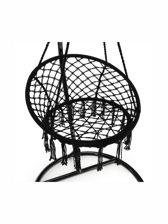 Leagăn suspendat fotoliu material textil Negru Rezistență până la 120kg L80xL80xH120cm