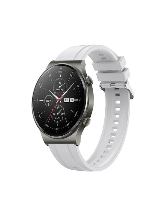 Huawei Watch 4 Tire Pattern Ασημένια Πόρπη Λουράκι Ρολογιού Σιλικόνης Λευκό Huawei Watch 4 Tire Pattern Ασημένια Πόρπη Λουράκι Ρολογιού Σιλικόνης Λευκό