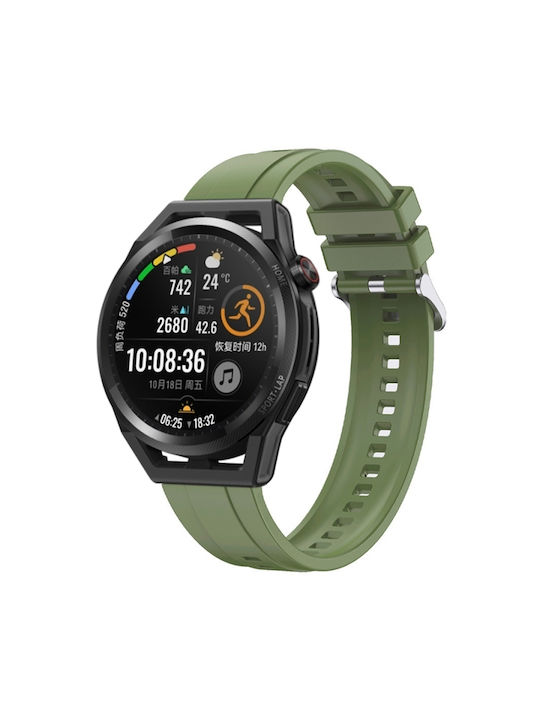 Силиконова каишка за часовник Huawei Watch 4 с шарка на гума, сребриста, зелена