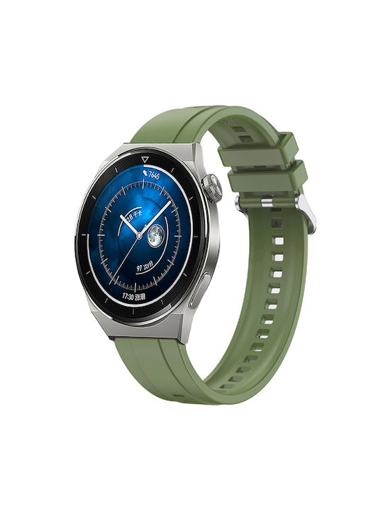 Силиконова каишка за часовник Huawei Watch 4 с шарка на гума, сребриста, зелена