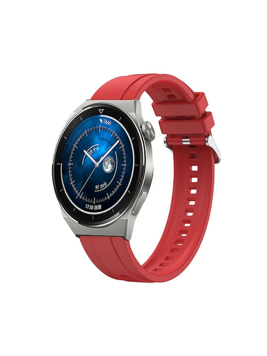 Huawei Watch 4 Reifenmuster Silberne Schnalle Silikon Uhrenarmband Rot