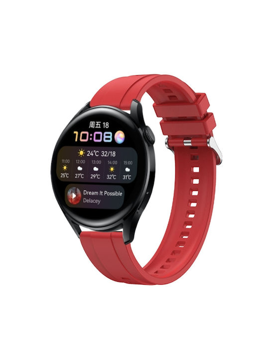 Huawei Watch 4 Reifenmuster Silberne Schnalle Silikon Uhrenarmband Rot