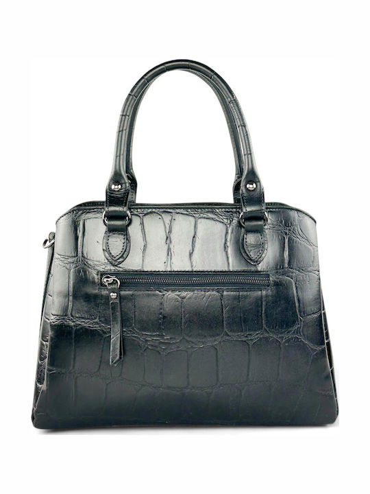 Leder Damentasche Schultertasche Schwarz