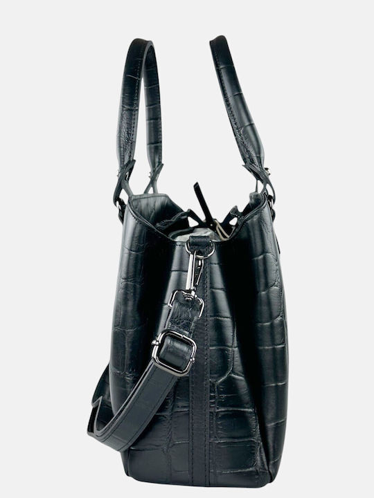 Leder Damentasche Schultertasche Schwarz
